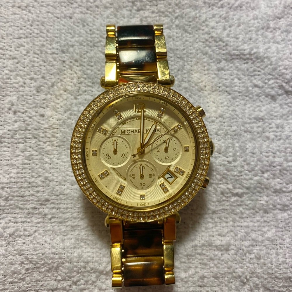 Michael Kors Brown and Gold Tortoiseshell Watch